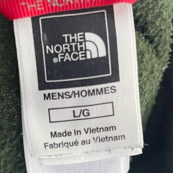 North Face Quarter Zip Green Fleece Pullover Sweater - Size Large - Picture 4 of 5